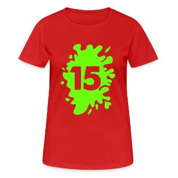 klecks 15 - Frauen T-Shirt atmungsaktiv - Rot - Vorne - AI Model Female 172 dark (172cm)