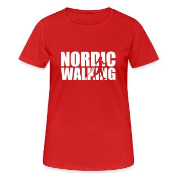 Nordic Walking - Frauen T-Shirt atmungsaktiv - Rot - Vorne - AI Model Female 172 dark (172cm)