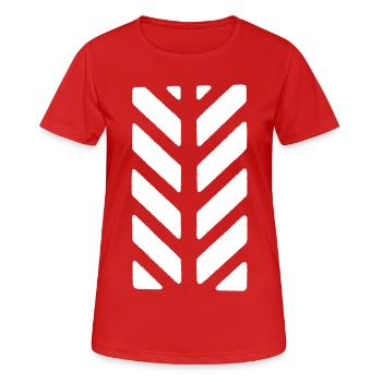 Tree, tire, stripe - Women's Breathable T-Shirt - red - Front - AI Model Female 172 dark (172cm)