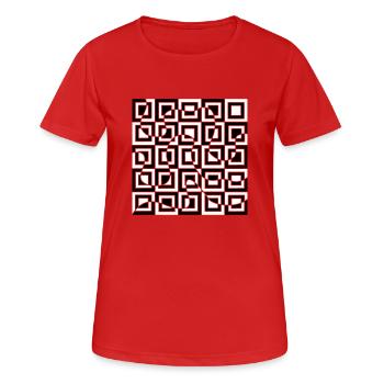 Optische Illusion mit Vierecken - Frauen T-Shirt atmungsaktiv - Rot - Vorne - AI Model Female 172 dark (172cm)