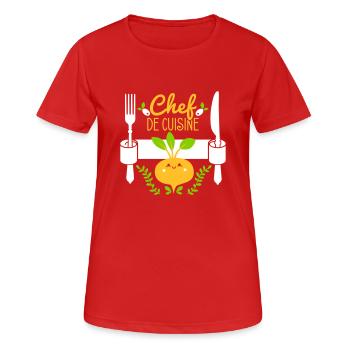 Chef de cuisine - Küchenchef - Koch - Köchin - 3C - Frauen T-Shirt atmungsaktiv - Rot - Vorne - AI Model Female 172 dark (172cm)
