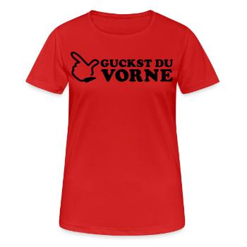 Avez-vous regarder à l'avant / arrière - surprise, - T-shirt respirant Femme - rouge - Devant - AI Model Female 172 dark (172cm)