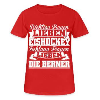 Die Berner - Frauen T-Shirt atmungsaktiv - Rot - Vorne - AI Model Female 172 dark (172cm)