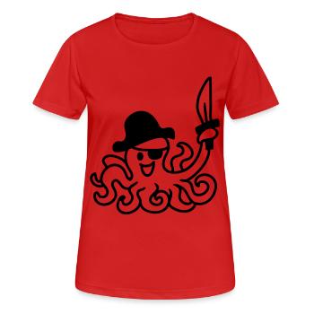 Pirat Oktopus - line - Frauen T-Shirt atmungsaktiv - Rot - Vorne - AI Model Female 172 dark (172cm)