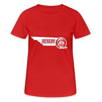 Yuri Gagarin - Frauen T-Shirt atmungsaktiv - Rot - Vorne - AI Model Female 172 dark (172cm)