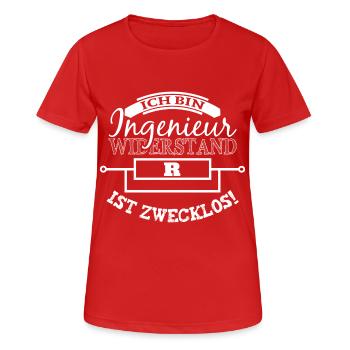Ingenieur - Widerstand zwecklos - Frauen T-Shirt atmungsaktiv - Rot - Vorne - AI Model Female 172 dark (172cm)
