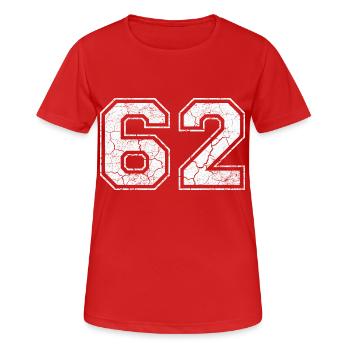 62 dans blanc in Used Look - T-shirt respirant Femme - rouge - Devant - AI Model Female 172 dark (172cm)