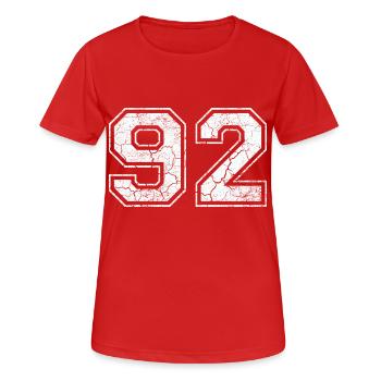 92 dans blanc in Used Look - T-shirt respirant Femme - rouge - Devant - AI Model Female 172 dark (172cm)