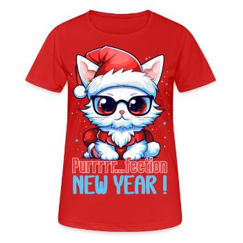 Mrrrrr blanc moelleux... Chaton parfait, Nouvel An - T-shirt respirant Femme - rouge - Devant - AI Model Female 172 dark (172cm)