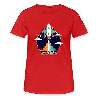 Raum und retro - Frauen T-Shirt atmungsaktiv - Rot - Vorne - AI Model Female 172 dark (172cm)
