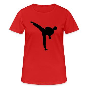 taekwondo high kick kick fight - Women's Breathable T-Shirt - red - Front - AI Model Female 172 dark (172cm)