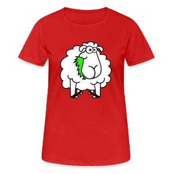 Schaf Frisst Gräser Gras Fressen Hungrig Lustig - Frauen T-Shirt atmungsaktiv - Rot - Vorne - AI Model Female 172 dark (172cm)