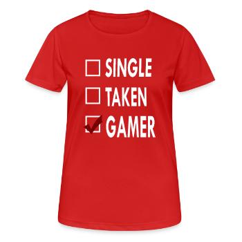 SINGLE GAMER - T-shirt respirant Femme - rouge - Devant - AI Model Female 172 dark (172cm)