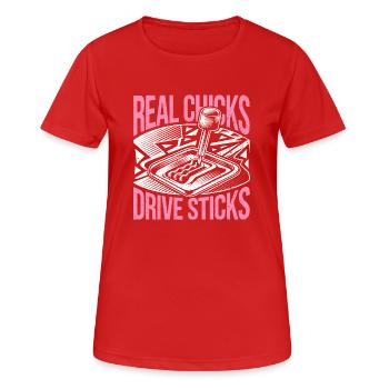 Powerfrauen lieben Gangschaltung - Frauen T-Shirt atmungsaktiv - Rot - Vorne - AI Model Female 172 dark (172cm)
