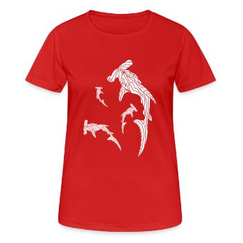 Vier Weiße Hammerhaie - Frauen T-Shirt atmungsaktiv - Rot - Vorne - AI Model Female 172 dark (172cm)