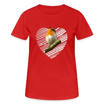 Rotkehlchen süß lieblich - Frauen T-Shirt atmungsaktiv - Rot - Vorne - AI Model Female 172 dark (172cm)