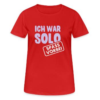 Ich war solo - Spaß vorbei - Frauen T-Shirt atmungsaktiv - Rot - Vorne - AI Model Female 172 dark (172cm)
