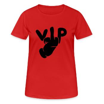 Design insult hand sign medium finger jerk fuck yo - Women's Breathable T-Shirt - red - Front - AI Model Female 172 dark (172cm)
