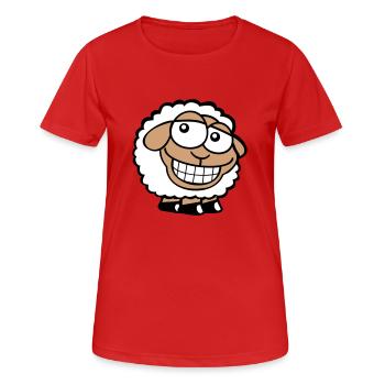 Schaf Grinsen Guckt Doof Frech Lächeln Glücklich - Frauen T-Shirt atmungsaktiv - Rot - Vorne - AI Model Female 172 dark (172cm)