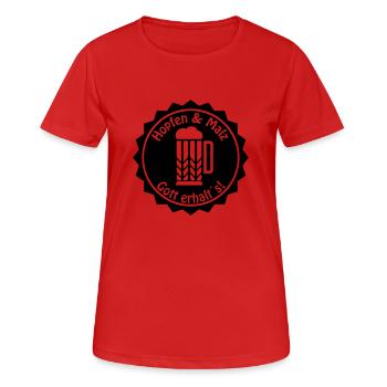 Hopfen und Malz - Frauen T-Shirt atmungsaktiv - Rot - Vorne - AI Model Female 172 dark (172cm)