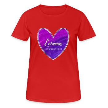 Lehrerin mit großem Herz - Frauen T-Shirt atmungsaktiv - Rot - Vorne - AI Model Female 172 dark (172cm)