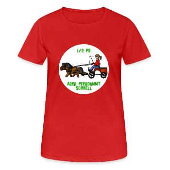 Pferdammt schnell - Frauen T-Shirt atmungsaktiv - Rot - Vorne - AI Model Female 172 dark (172cm)