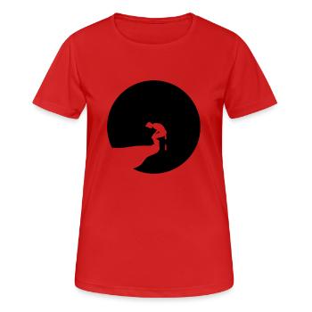 conception logo lune falaise soleil nuit loup-garo - T-shirt respirant Femme - rouge - Devant - AI Model Female 172 dark (172cm)