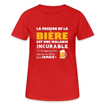 La passion de la bière t-shirt homme cadeau - T-shirt respirant Femme - rouge - Devant - AI Model Female 172 dark (172cm)