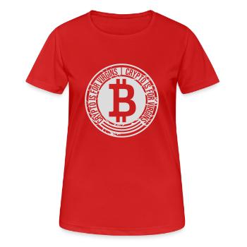 crypto is for virgins - Women's Breathable T-Shirt - red - Front - AI Model Female 172 dark (172cm)