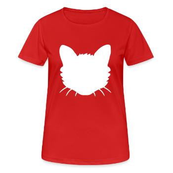 Katzen Gesicht Silhouette Kopf Umrandung Umriss - Frauen T-Shirt atmungsaktiv - Rot - Vorne - AI Model Female 172 dark (172cm)