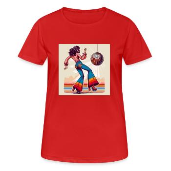 Discothèque rétro - T-shirt respirant Femme - rouge - Devant - AI Model Female 172 dark (172cm)