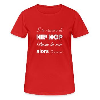 hip hop blanc - T-shirt respirant Femme - rouge - Devant - AI Model Female 172 dark (172cm)