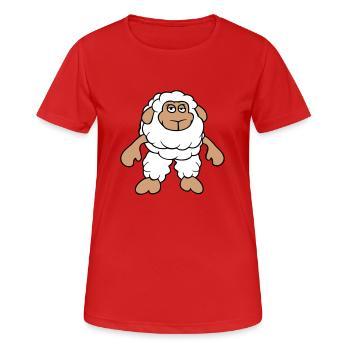Schaf Steht Cool Gelangweilt Müde Cartoon Comic - Frauen T-Shirt atmungsaktiv - Rot - Vorne - AI Model Female 172 dark (172cm)