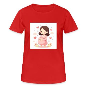 Cute Mom - Fairy Pregnancy - Women's Breathable T-Shirt - red - Front - AI Model Female 172 dark (172cm)
