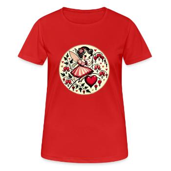Saint-Valentin Fée Saignement Coeur Fleurs - T-shirt respirant Femme - rouge - Devant - AI Model Female 172 dark (172cm)
