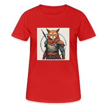 Guerrier chat - T-shirt respirant Femme - rouge - Devant - AI Model Female 172 dark (172cm)