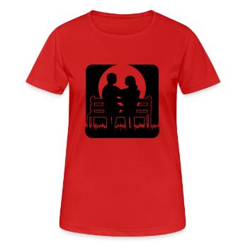 vollmond liebespaar bank - Frauen T-Shirt atmungsaktiv - Rot - Vorne - AI Model Female 172 dark (172cm)