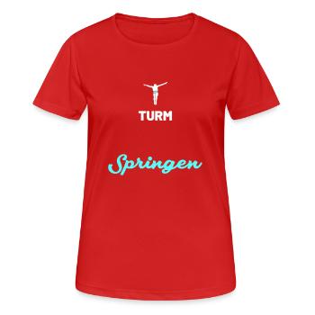 Turmspringen Springer - Frauen T-Shirt atmungsaktiv - Rot - Vorne - AI Model Female 172 dark (172cm)