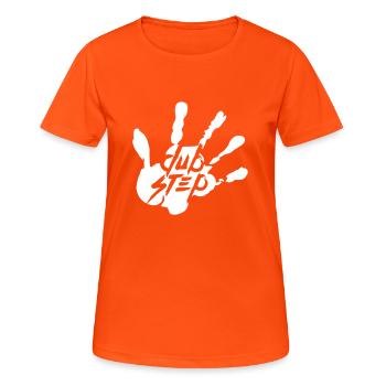 Dub Step Techno Musique Party Club Texte Empreinte de main - T-shirt respirant Femme - orange néon - Devant - AI Model Female 172 dark (172cm)