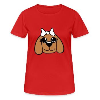 Dog Face Girl Cute Bow Female Woman - Women's Breathable T-Shirt - red - Front - AI Model Female 172 dark (172cm)