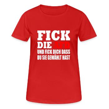 fick die afd - Frauen T-Shirt atmungsaktiv - Rot - Vorne - AI Model Female 172 dark (172cm)