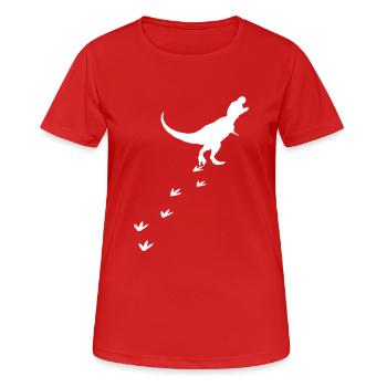 Piste de dinosaure pistes Dino Tyrannosaurus T-Rex - T-shirt respirant Femme - rouge - Devant - AI Model Female 172 dark (172cm)