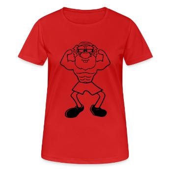 alt opa grossvater hornbrille bart bodybuilder sta - Frauen T-Shirt atmungsaktiv - Rot - Vorne - AI Model Female 172 dark (172cm)