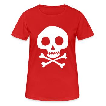 Crâne et os - T-shirt respirant Femme - rouge - Devant - AI Model Female 172 dark (172cm)