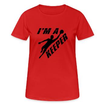 design i am a keeper torwart torhueter halten fuss - Frauen T-Shirt atmungsaktiv - Rot - Vorne - AI Model Female 172 dark (172cm)