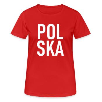 Lettrage Polska - Polen - Pologne - T-shirt respirant Femme - rouge - Devant - AI Model Female 172 dark (172cm)