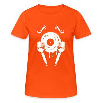 mic music symbol - Frauen T-Shirt atmungsaktiv - Neonorange - Vorne - AI Model Female 172 dark (172cm)