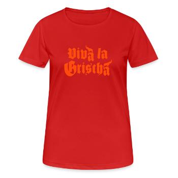 viva la grischa - Das Graubünden lebe hoch - Frauen T-Shirt atmungsaktiv - Rot - Vorne - AI Model Female 172 dark (172cm)