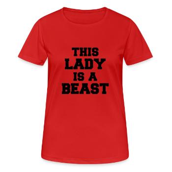 This lady is a Beast - Women's Breathable T-Shirt - red - Front - AI Model Female 172 dark (172cm)