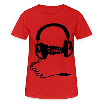 Headphones Conception Casque audio Wave: Funk - T-shirt respirant Femme - rouge - Devant - AI Model Female 172 dark (172cm)